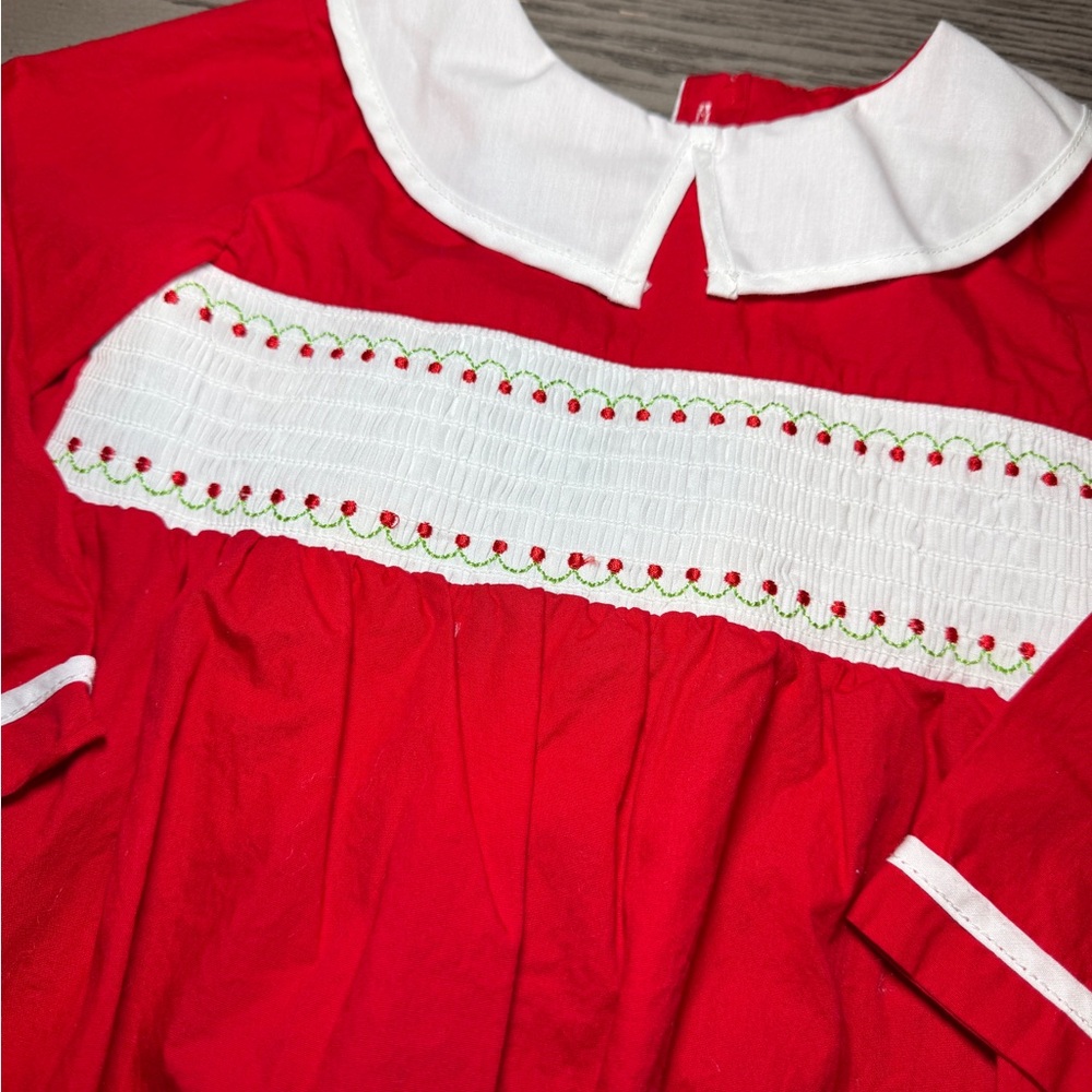 Charming Red Kids Blouse with White Collar